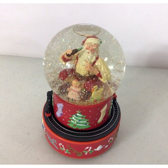 Hallmark 2001 Coca-Cola Santa Christmas Musical Snow Globe Holiday Seasonal - Picture 1 of 7